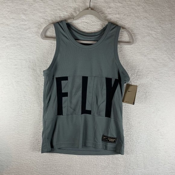 Nike Swoosh Fly Basketball Jersey Womens‎ XS Gray Dri-Fit Tank Top Athletic 7098 - Picture 1 of 9